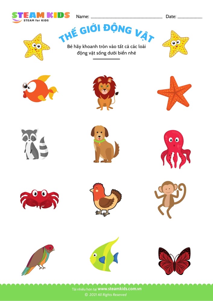 Bài tập khoa học - Nhận biết con vật - B1