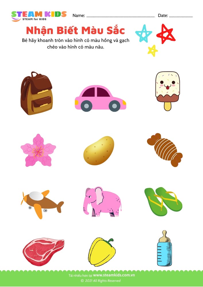 Bài tập khoa học - Nhận biết màu sắc - B13