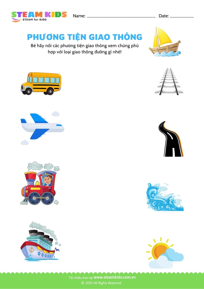 Bài tập khoa học - Nhận biết phương tiện giao thông - B7