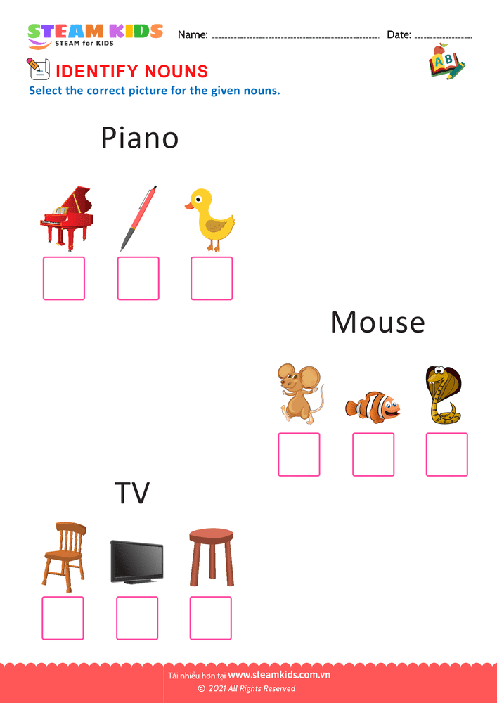 Bài tập tiếng anh - Identify Nouns - B7