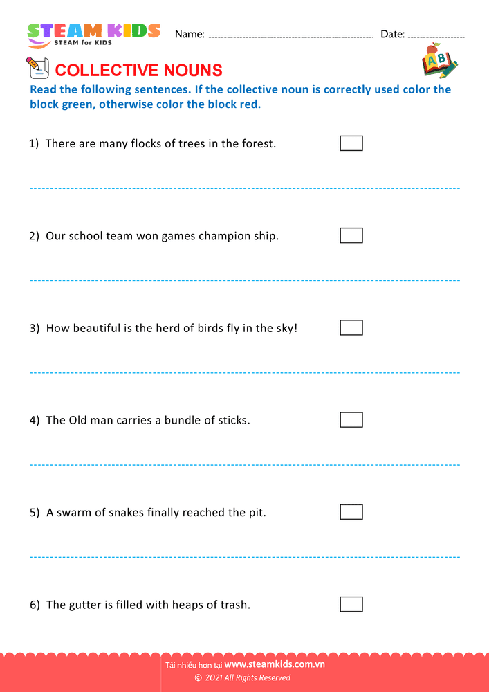 Bài tập tiếng anh - Collective nouns - B11