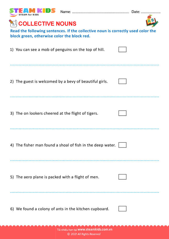 Bài tập tiếng anh - Collective nouns - B12
