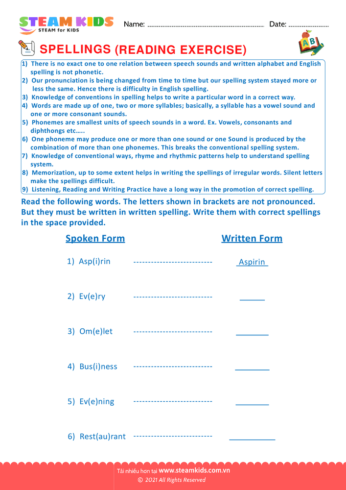 Bài tập tiếng anh - Reading exercise - B1