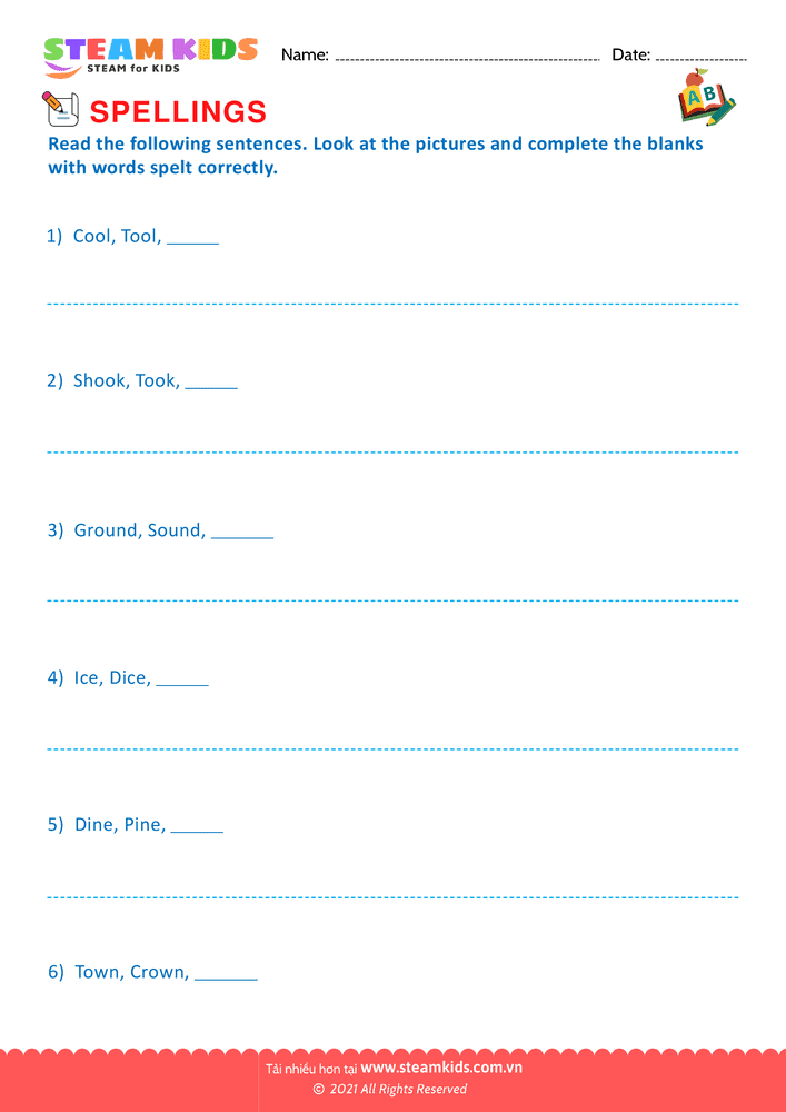 Bài tập tiếng anh - Conventional Spelling For Words - B6