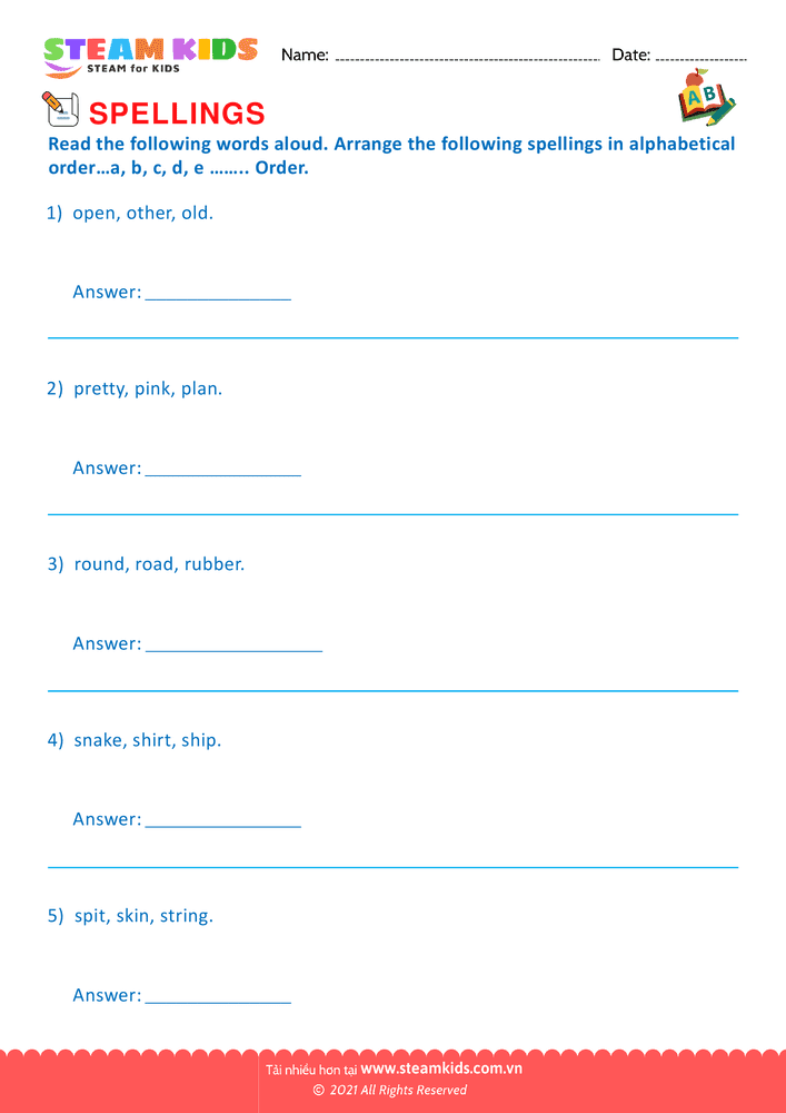 Bài tập tiếng anh - Spelling Pattern - B4