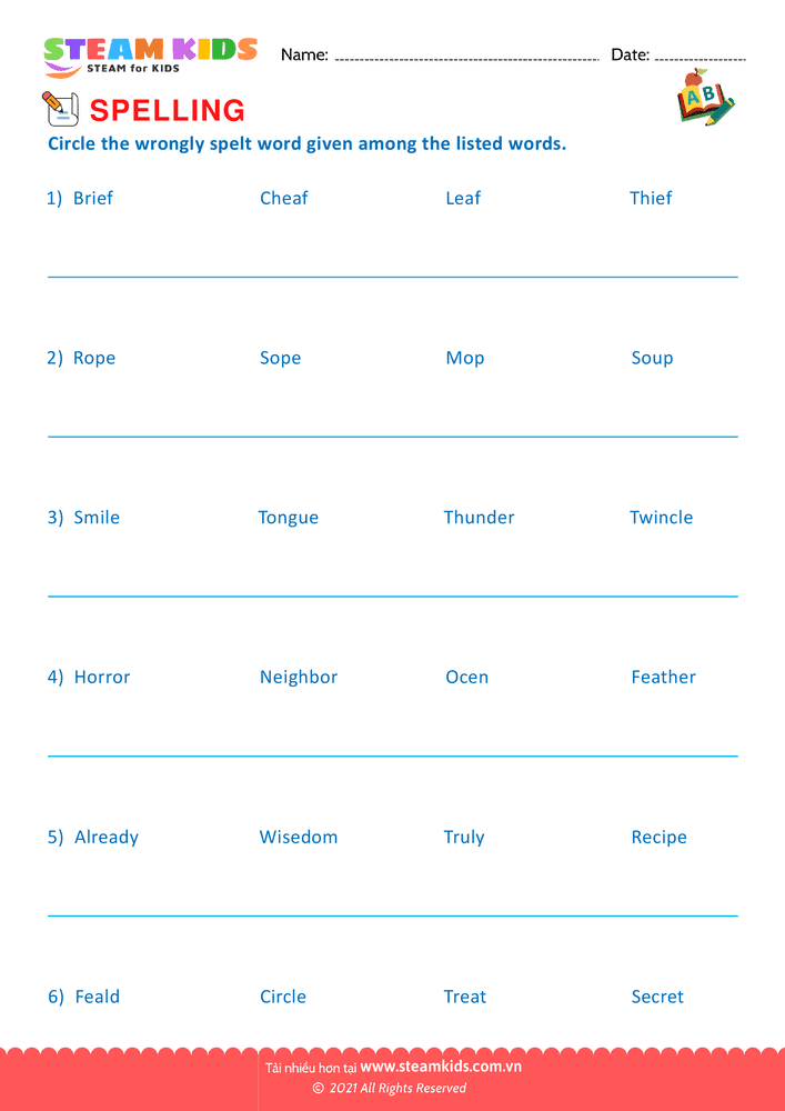 Bài tập tiếng anh - Spellings - B23