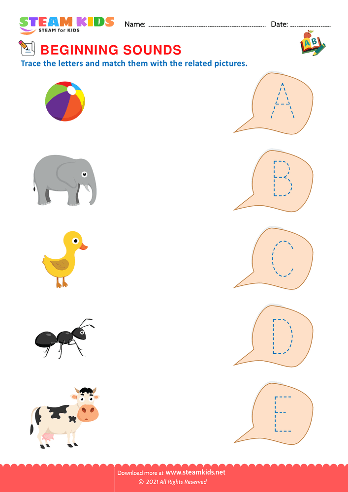 Bài tập tiếng anh - Beginning Sounds A to E
