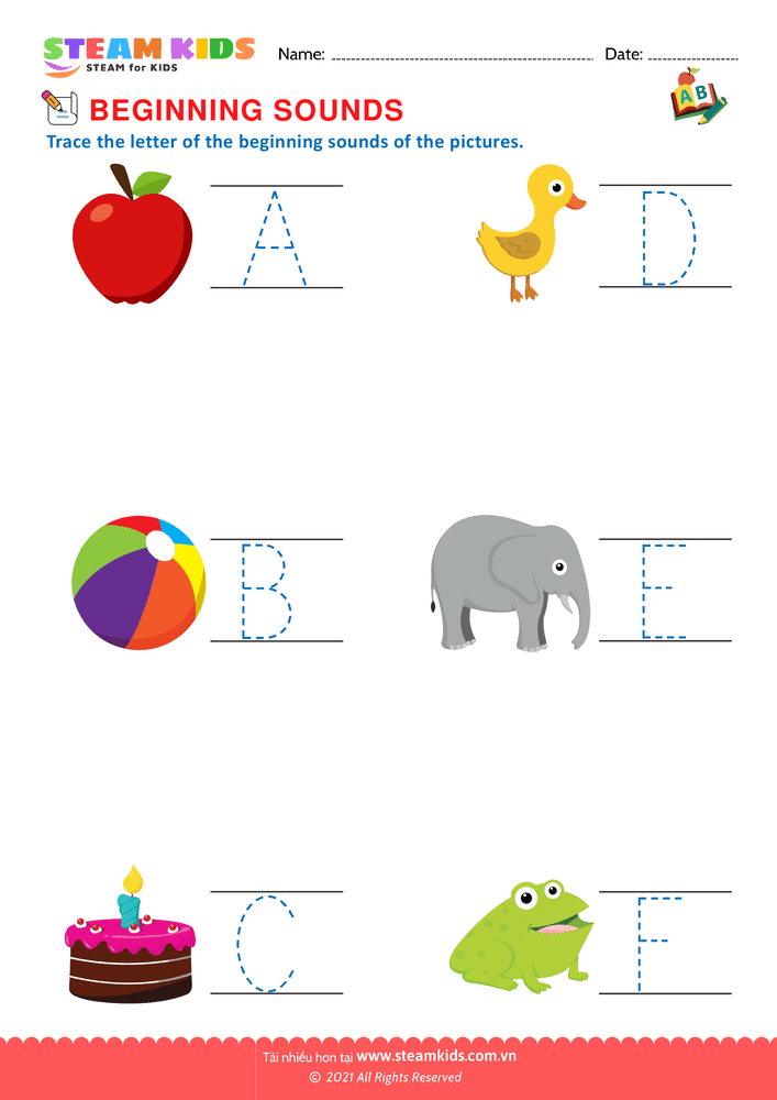 Bài tập tiếng anh - Beginning Sounds A to F