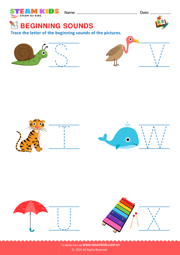 Bài tập tiếng anh - Beginning Sounds S to X