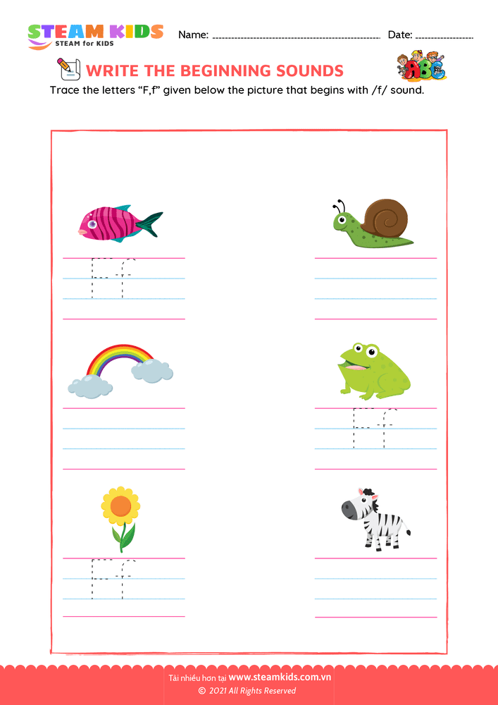 Bài tập tiếng anh - Beginning Sounds - B19
