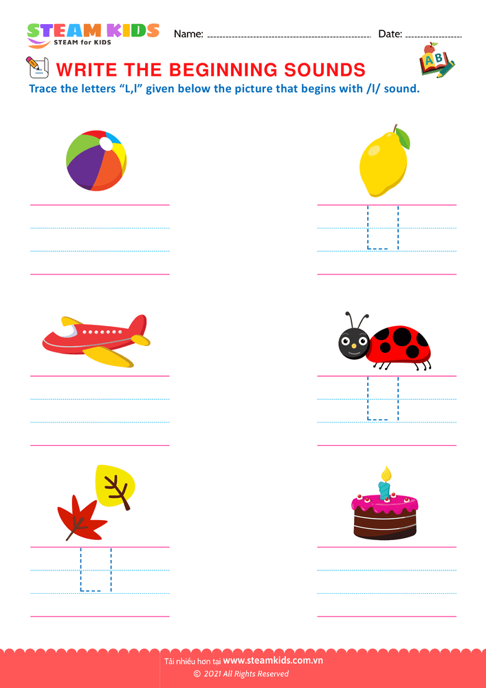 Bài tập tiếng anh - Beginning Sounds - B25