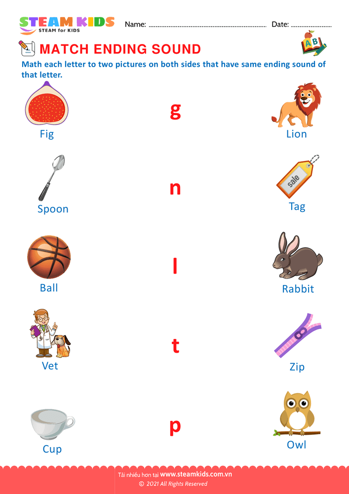 Bài tập tiếng anh - Match ending sounds - B2