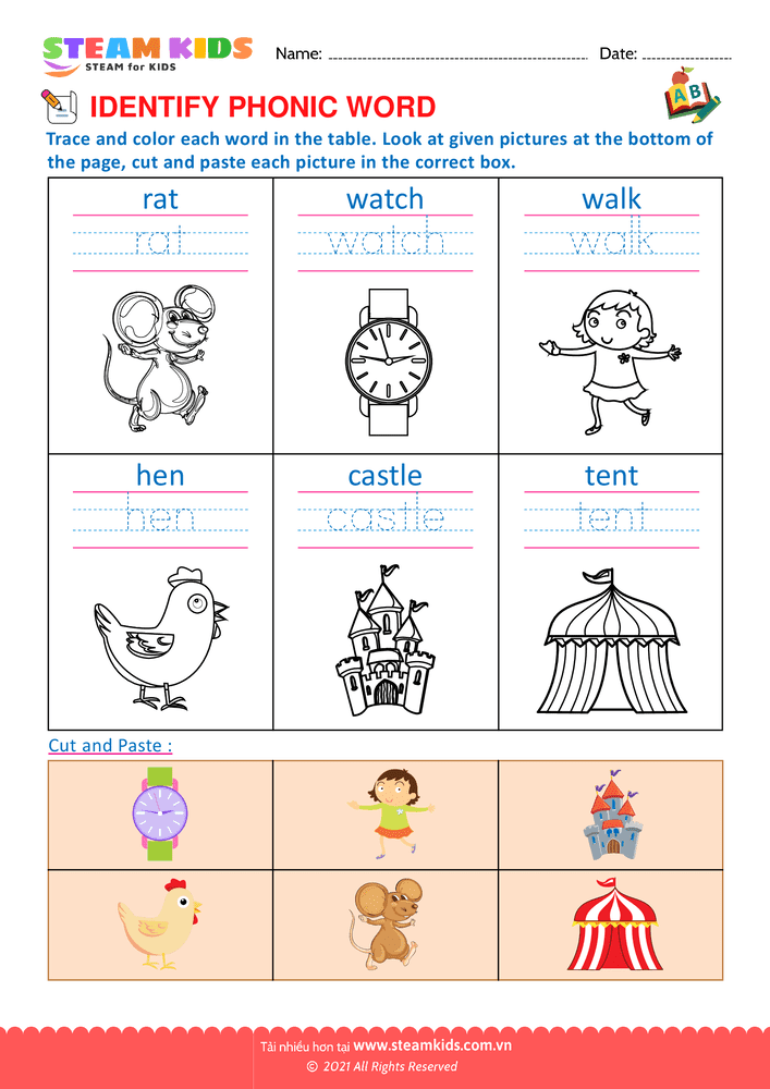 Bài tập tiếng anh - Identify phonic word - B18