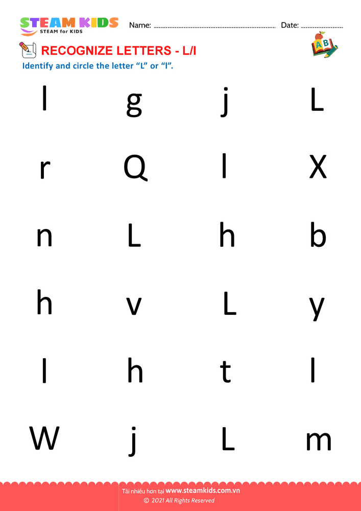 Bài tập tiếng anh - Recognize letter L