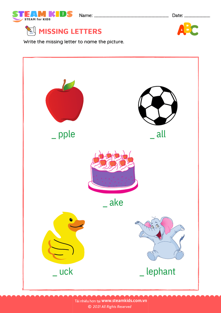 Bài tập tiếng anh - Missing letters - B6