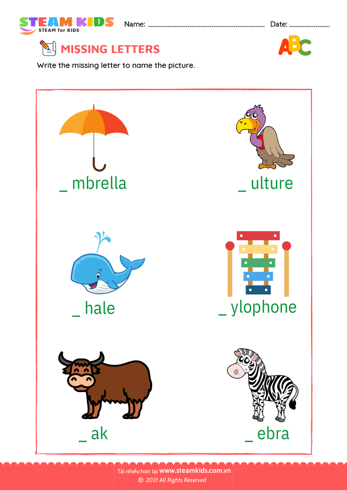 Bài tập tiếng anh - Missing letters - B10