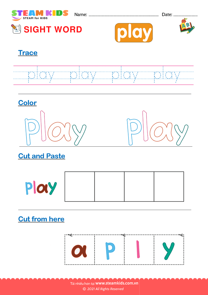 Bài tập tiếng anh - Sight Words ''play''