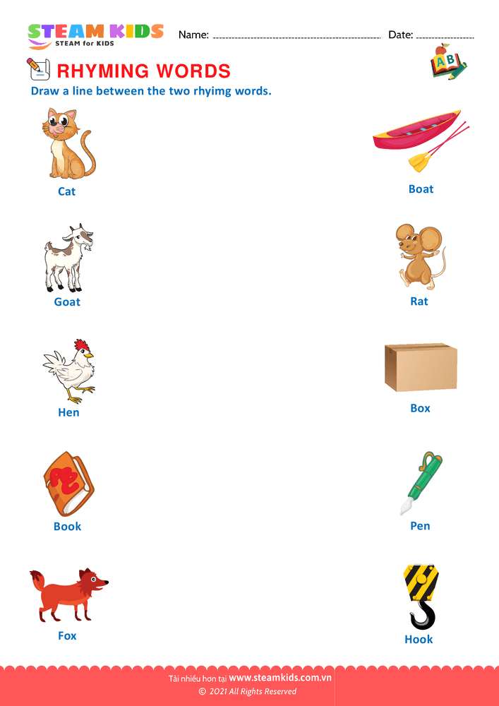 Bài tập tiếng anh - Rhyming Words - B6