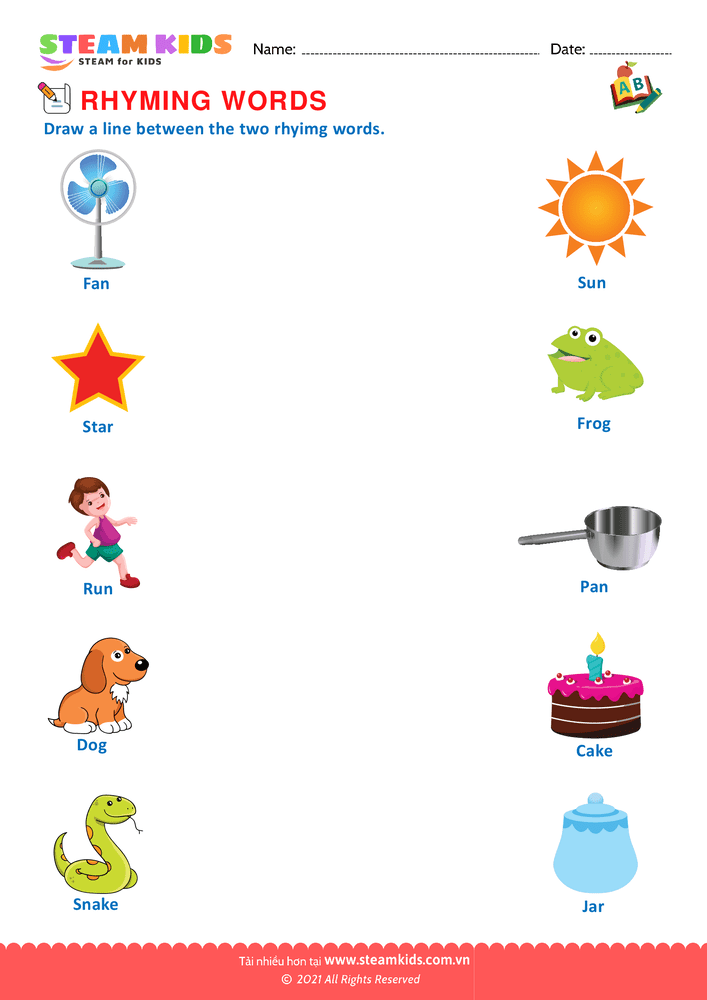 Bài tập tiếng anh - Rhyming Words - B7