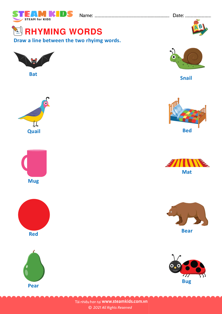 Bài tập tiếng anh - Rhyming Words - B10