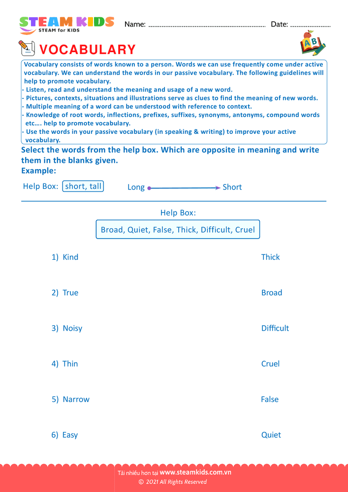 Bài tập tiếng anh - Antonyms - B1