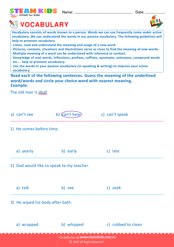 Bài tập tiếng anh - Choose correct word - B12