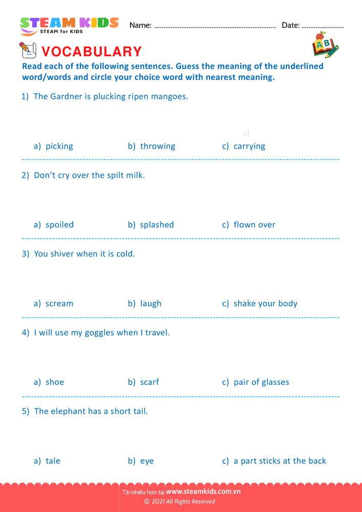 Bài tập tiếng anh - Choose correct word - B13
