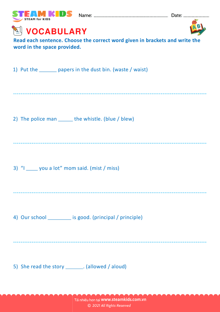 Bài tập tiếng anh - Choose correct word - B15