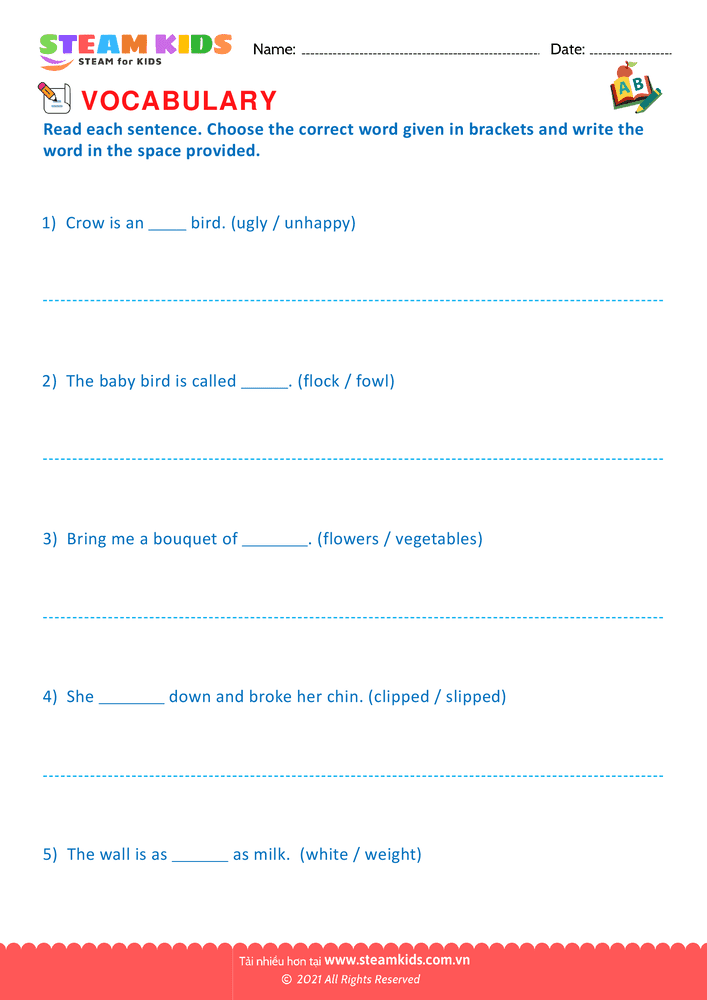 Bài tập tiếng anh - Choose correct word - B26