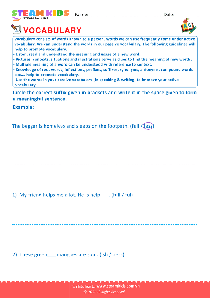Bài tập tiếng anh - Prefix and Suffix - B1