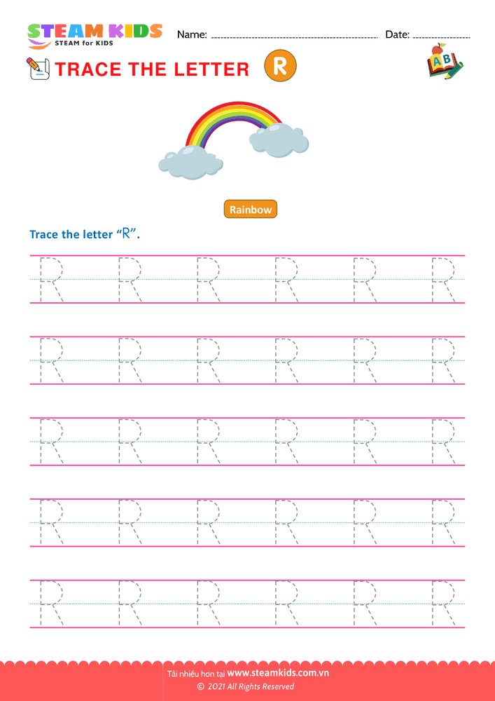 Bài tập tiếng anh - Write Uppercase Letters ''R''