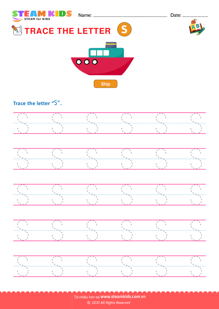Bài tập tiếng anh - Write Uppercase Letters ''S''