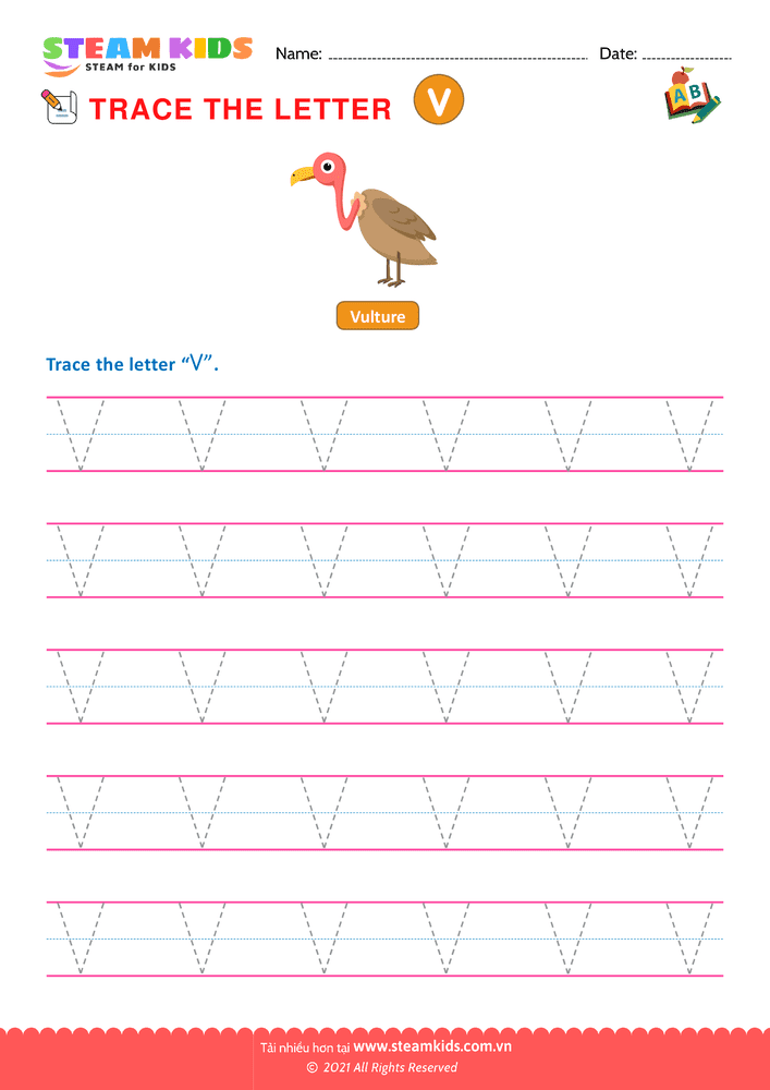 Bài tập tiếng anh - Write Uppercase Letters ''V''