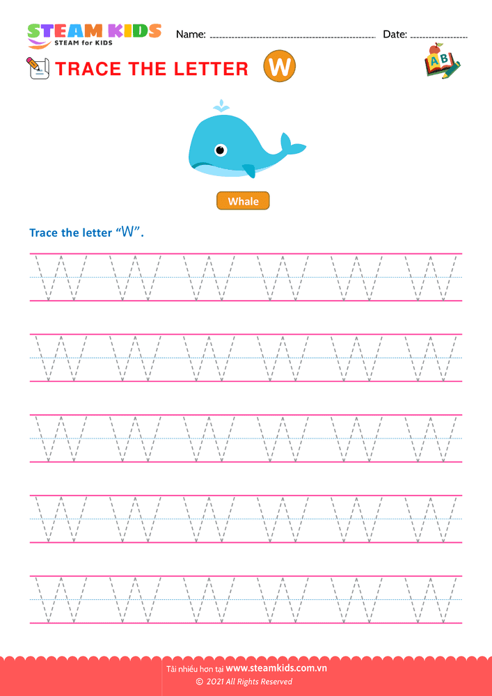 Bài tập tiếng anh - Write Uppercase Letters ''W''