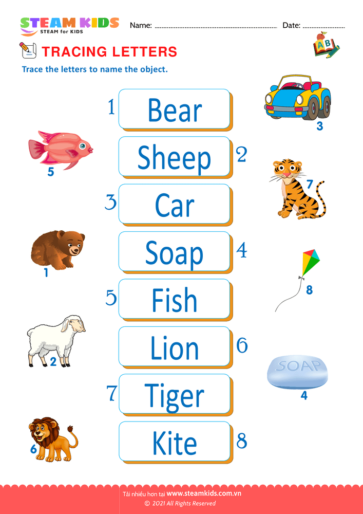 Bài tập tiếng anh - Trace Letters - B1