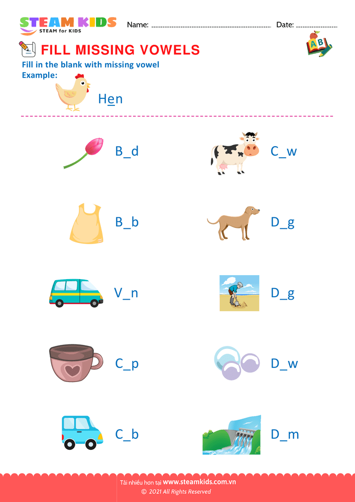 Bài tập tiếng anh - Missing Vowels - B10