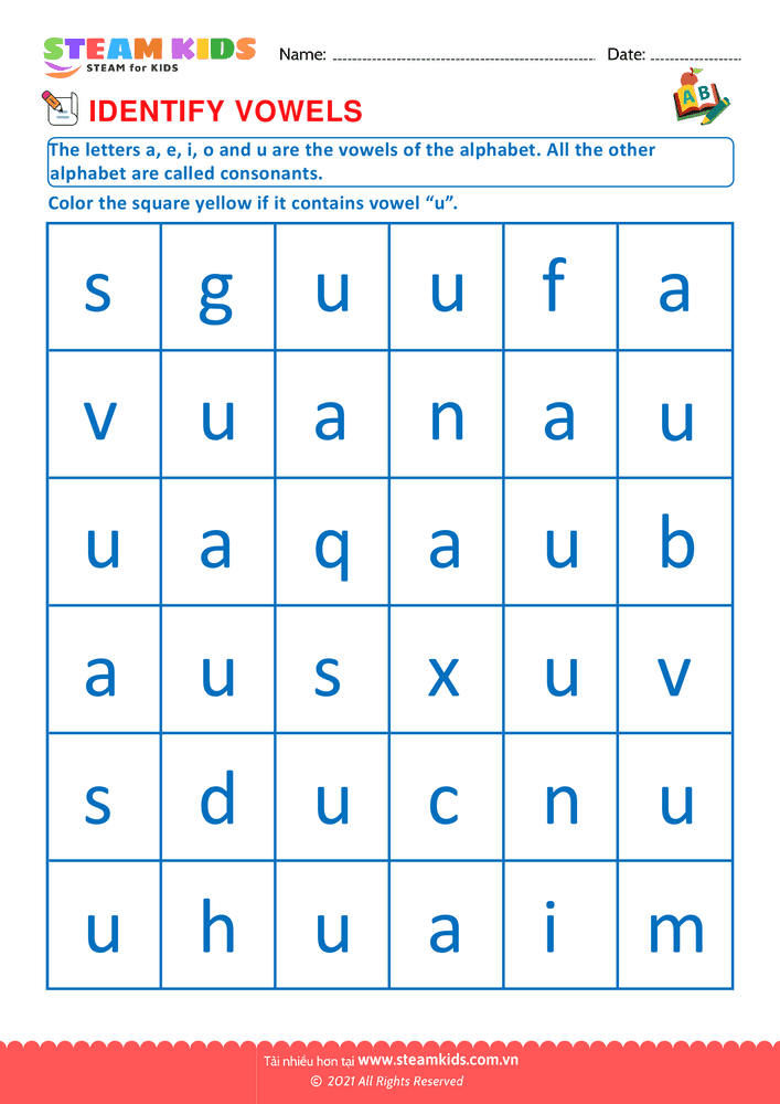 Bài tập tiếng anh - Identify vowels - B20