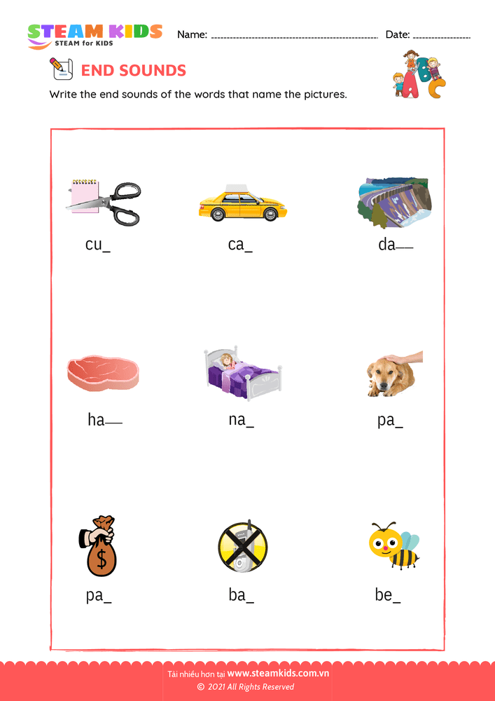 Bài tập tiếng anh - End Sounds - B3