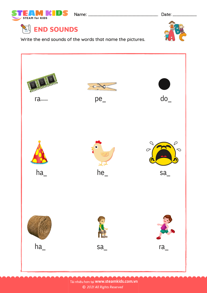 Bài tập tiếng anh - End Sounds - B14