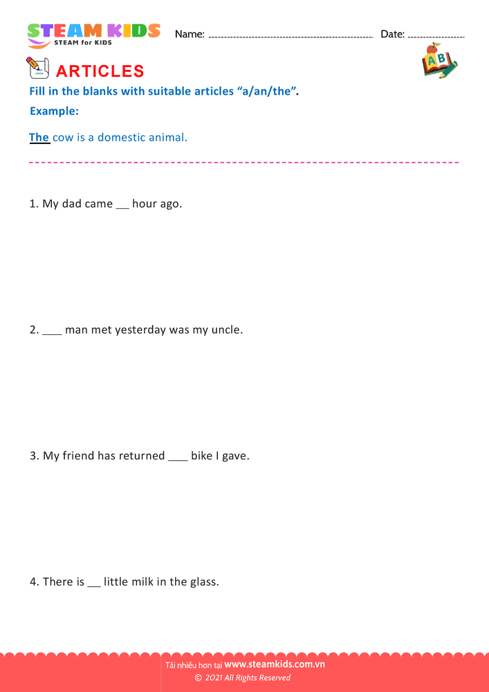 Bài tập tiếng anh - Articles