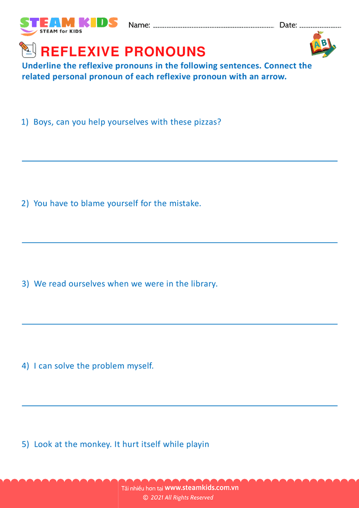 Bài tập tiếng anh - Identify the reflexive pronouns - B2