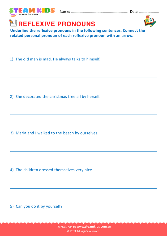 Bài tập tiếng anh - Identify the reflexive pronouns - B3