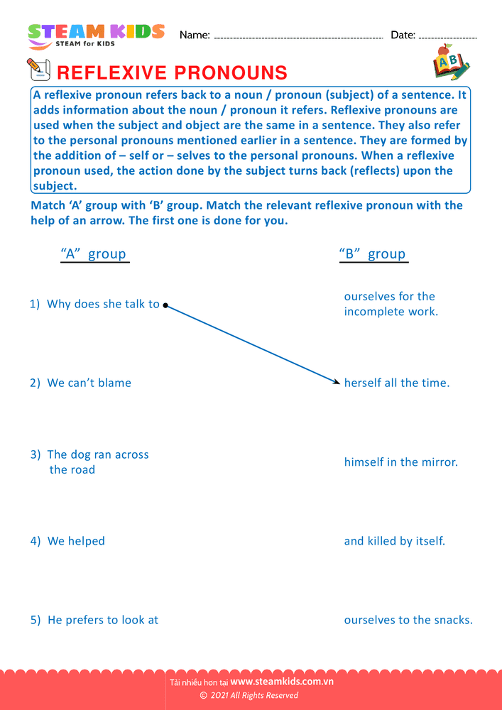 Bài tập tiếng anh - Identify the reflexive pronouns - B4