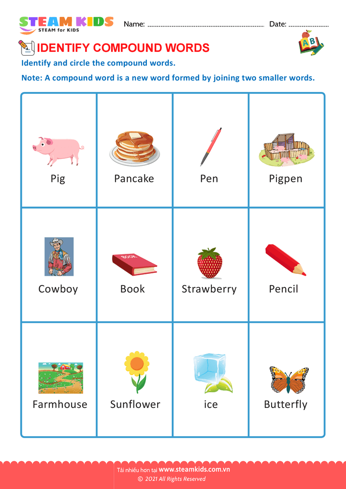 Bài tập tiếng anh - Identify Compound words - B20