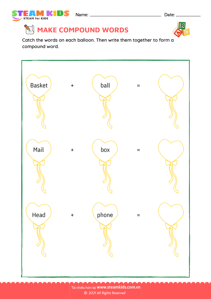 Bài tập tiếng anh - Make compound words - B9
