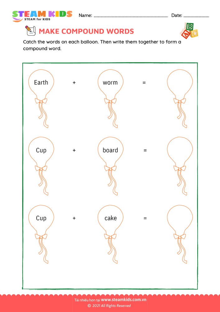 Bài tập tiếng anh - Make compound words - B17