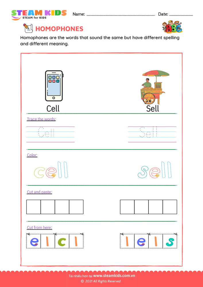 Bài tập tiếng anh - Trace and Color - B5