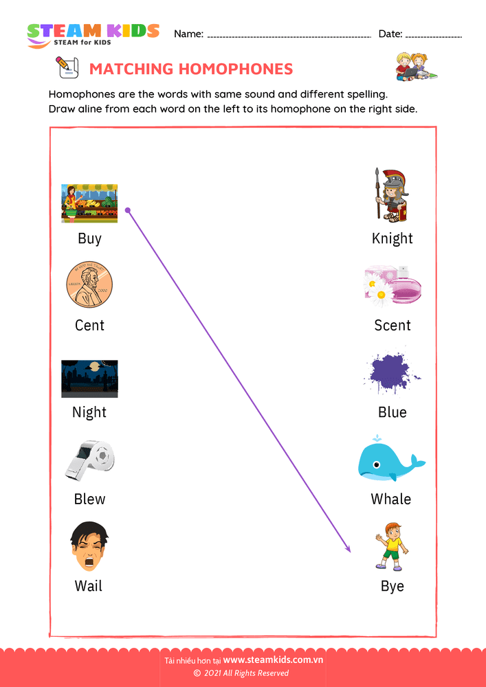 Bài tập tiếng anh - Match homophones - B1