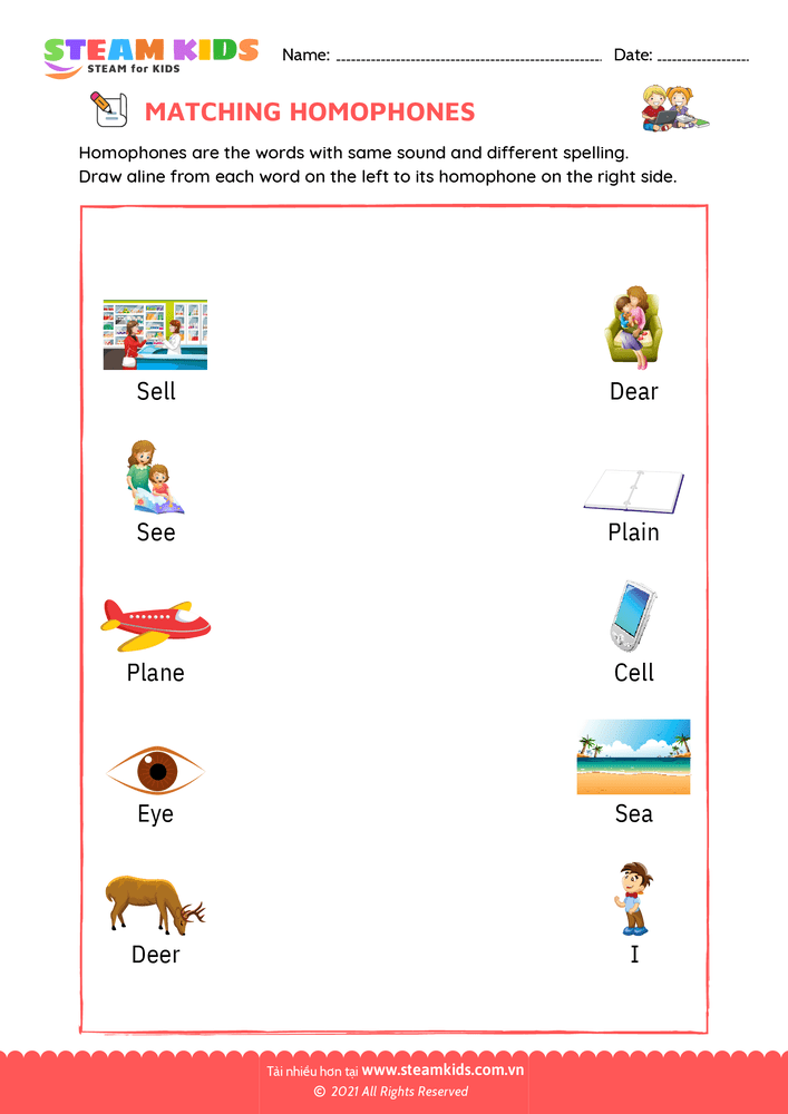 Bài tập tiếng anh - Match homophones - B2