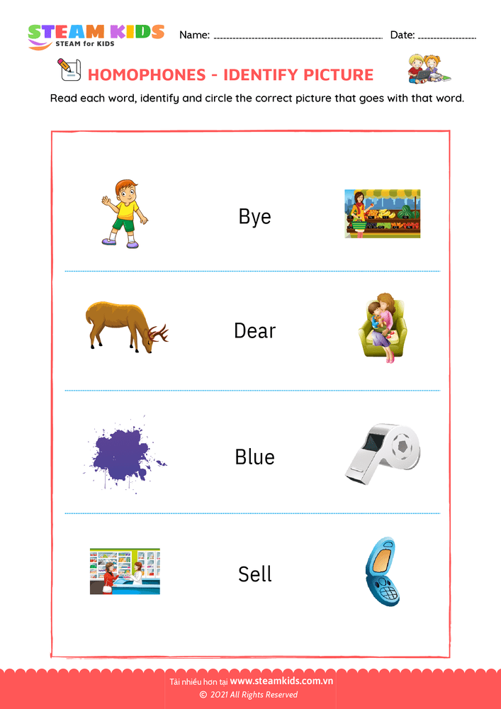 Bài tập tiếng anh - Identify by pictures - B1